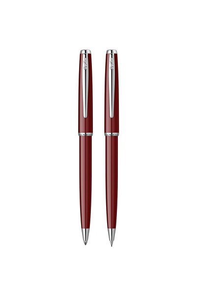 Scrikss Vintage 52 Ballpoint Pen - Versatil Double Set Claret Red Crystal Box