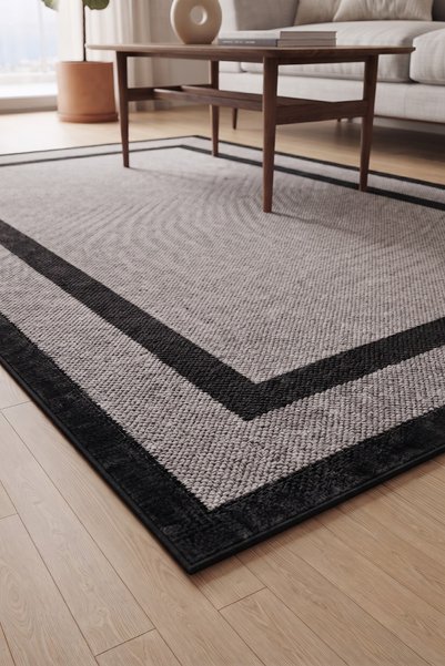 Anatolian Carpet Store Sisal Dokuma Hav Vermez, Leke Tutmaz, Robot Süpürgeye Uygun Modern Bej Siyah Halı