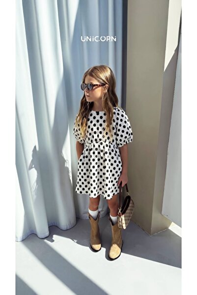 MyChino Kids %100 PAMUK DOKUMA KIZ ELBİSE