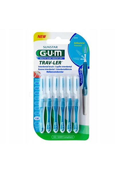 NO BRAND Periuțe interdentare SUNSTAR GUM Trav-Ler 1.6 mm Albastre (6 bucăți)
