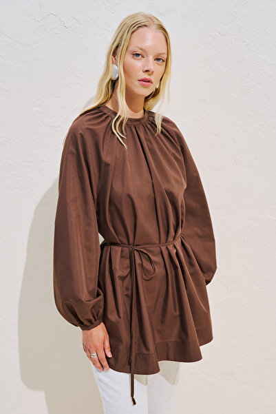 Manuka Balon Kol Belted Tunic Brown