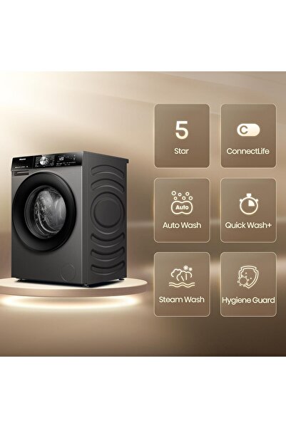 Hisense WD3S1043BT 10/6kg Fully Automatic Washer & Dryer with Invertor Motor, 1400 RPM, Steam Refresh & Allergy Care Program, Drum Clean, Pause & Ad Function, Drum Clean, Titanium Grey