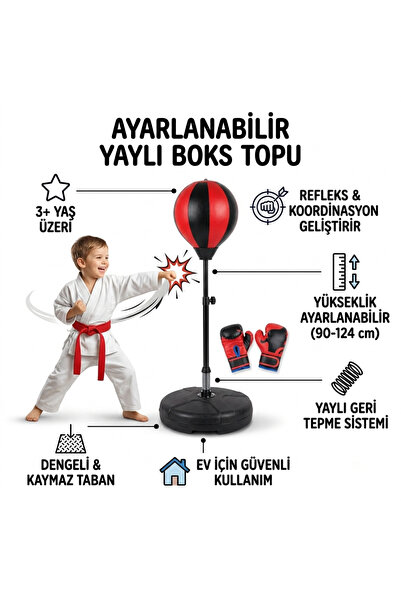 Shoplandu Çocuklar için Ayarlanabilir Yaylı Boks Topu Refleks Geliştirici Boks Standı
