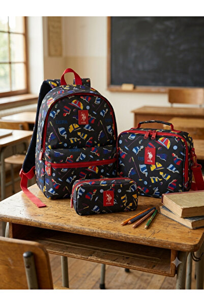 U.S. Polo Assn. Unisex School Backpack Travel Daily Bag Lunch Bag Pen Holder ...