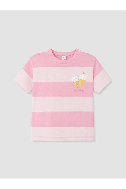 LC Waikiki Trendlucky Girl's Striped T-Shirt with a Difference