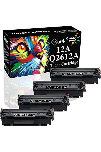 HP 12A TONER Q2612A LaserJet Pro 1020 1012 1022 1010 1018 1022n 3015 3050 3052 3055 3030 M1005 M1319F (4-Pack, Black)