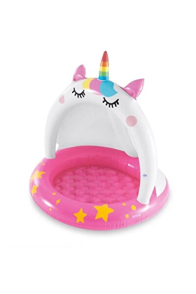 Intex Piscina Acoperita Alba Fucsia Unicorn pentru Copii Ø102x102cm -