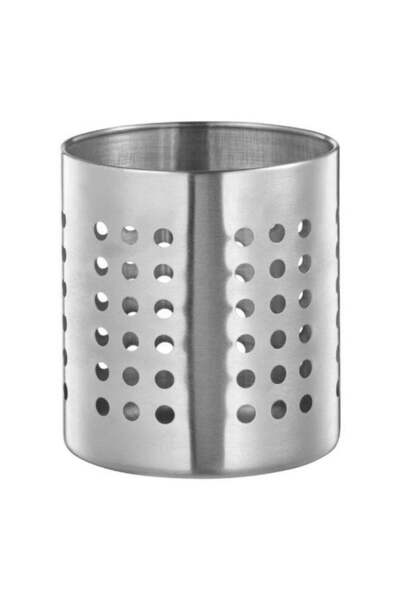 Duravel Stainless Steel Cutlery Holder, Perforated Cylinder Utensil Caddy, Si...