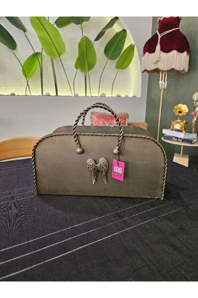 MİMSEGÜN DEKOR Antique Gold Bag Flower Basket
