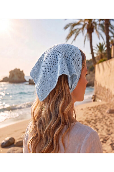 Enez Bohem Motifli Tığ İşi Görünümlü Bağlamalı Bandana