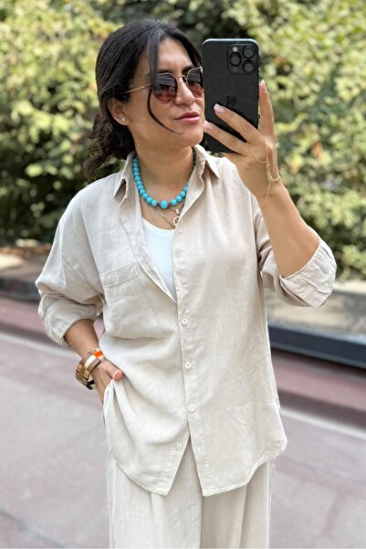 Suziş Beige Color 100% Cotton Shirt G1640