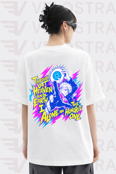 Velostra Unisex Jujutsu Kaisen Gojo Anime Printed Oversize Crew Neck Cotton D...