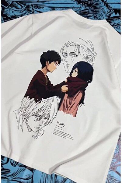 Vordevia Eren Mikasa Attack on Titan Back Printed Cotton Oversize T-Shirt
