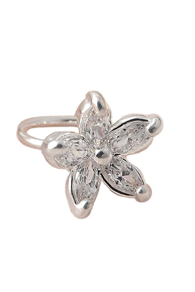 VeeShop Ear cuff earring, small flower with five crystals