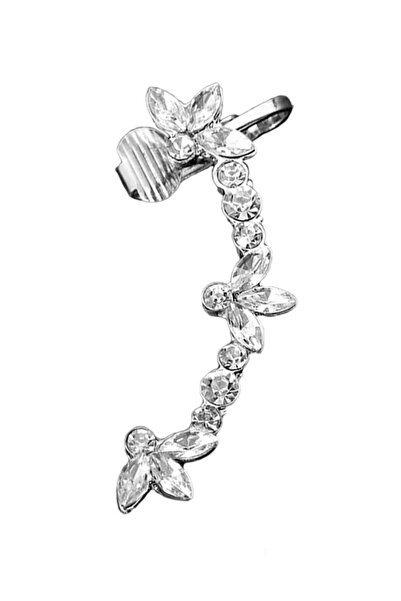 VeeShop Ear cuff with crystals and three-petal flowers
