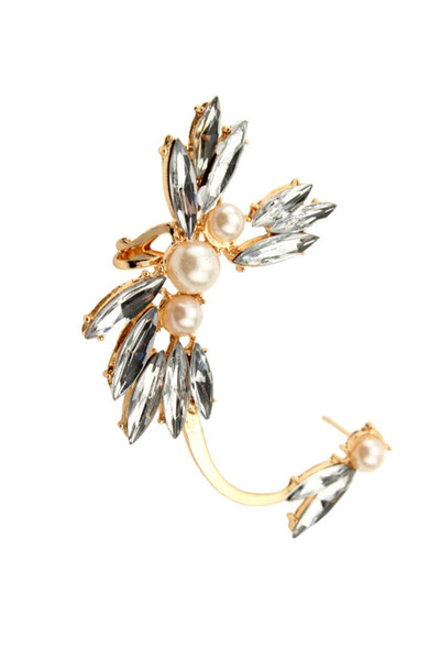 VeeShop Elegant ear cuff earring, Marigold, flowers with pointed crystals and...