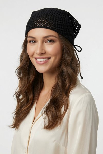 Mollycrush Women's Black Knitted Bandana |   Summer Mesh Hair Band