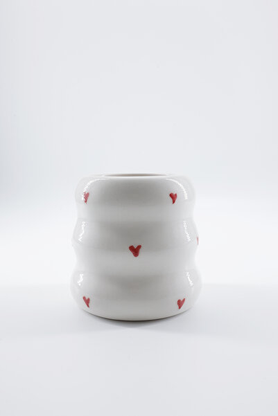 Sezgi Ceramic Seramik El Yapımı Kalp Desenli 200 ml Mug Kupa Bardak