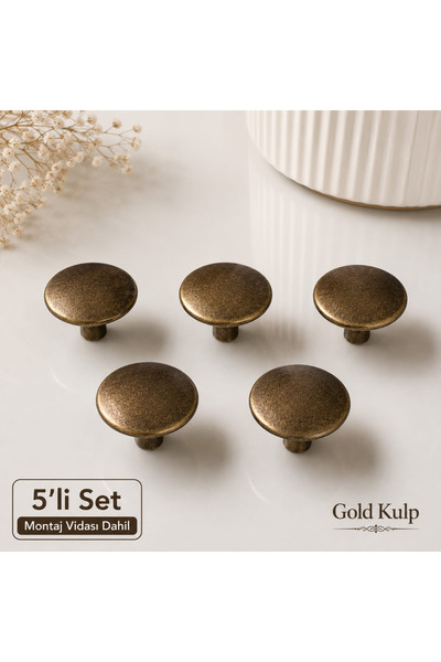 GOLDKULP Συσκευασία 5 τεμαχίων - Χρυσή λαβή αντίκα μεταλλικής επικάλυψης 35 χ...