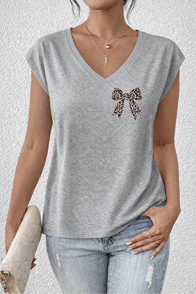 Deocept Women's Mix Printed V-Neck Sleeveless Regular Fit Comfortable T-Shirt