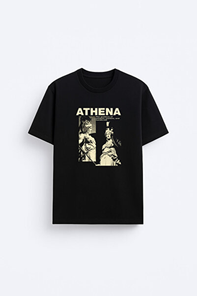 cesita Athena Printed Cotton Black T-Shirt