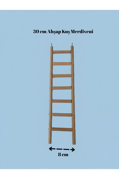 Paks Pet Wooden Bird Ladder 30X8 cm – 7-Step Cage Ladder with Hooks – for Budgie, Cockatiel, and Parakeets