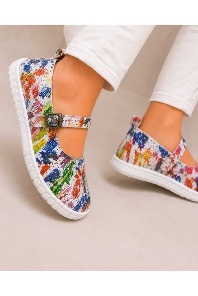 MELİS'E Milano Picasso White Genuine Leather Orthopedic Women's Casual Shoes (36-44 Large Size) ⭐