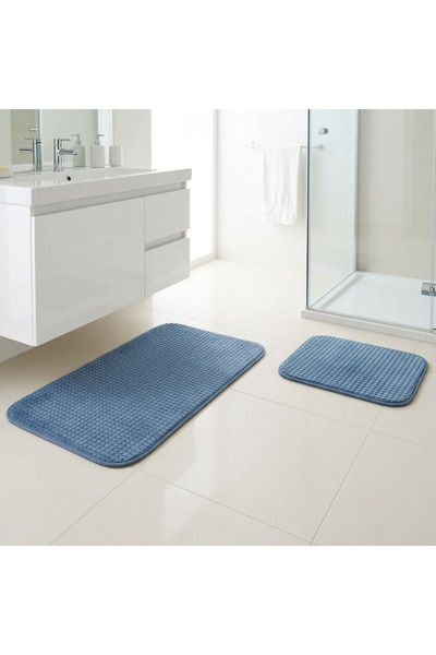 GENÇEV HOME COLLECTİONS 2-Piece Sponge Bath Mat Set – Soft Textured, Modern P...