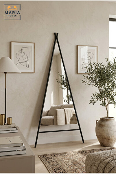 MARIA HOMES Modern Full Length Floor Mirror with Triangular A-Frame Stand, Fr...