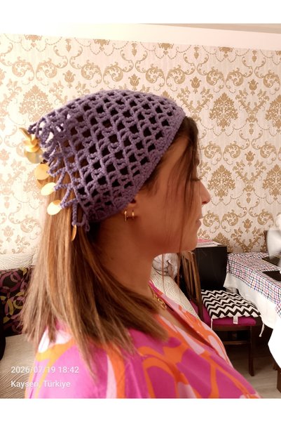 Meralin Elinden Elörgüsü Li̇la Triangle Beanie