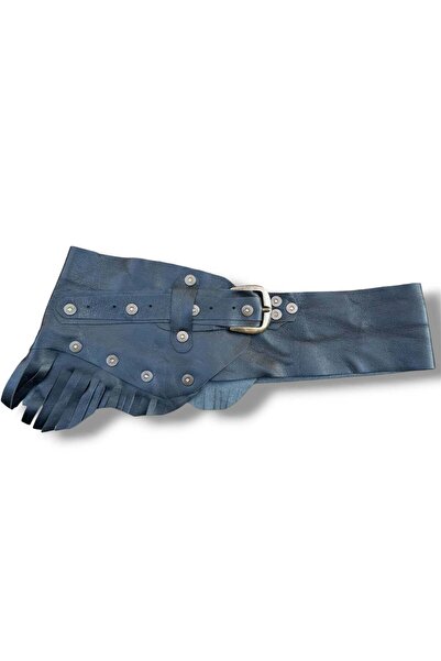 Yılday Gür Butik Astera Black Tasseled Leather Belt - Bohemian Design Accessory