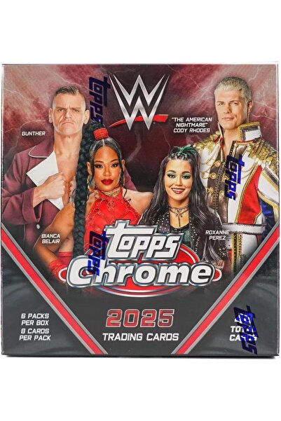 Topps 2025 Chrome WWE Trading Cards Mega Box, 48 Total Cards, 6 Packs, 8 Card...