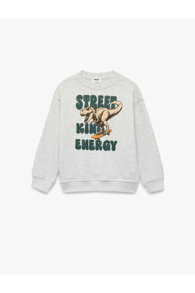 Koton Mânecă lungă guler rotund Dinozaur cu imprimeu Swea tricou