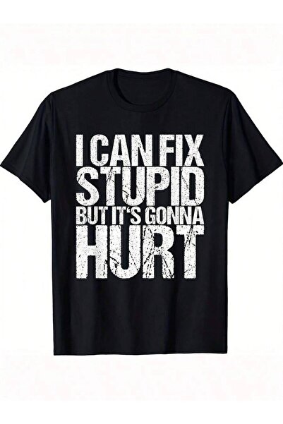 Astogria13 ملابس رجالية بمقاسات كبيرة، تي شيرت بطباعة 'I CAN FIX STUPID BUT I...