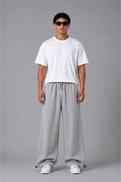 RE7EDİ Striped Two-Thread Sweatpants Unisex Gray