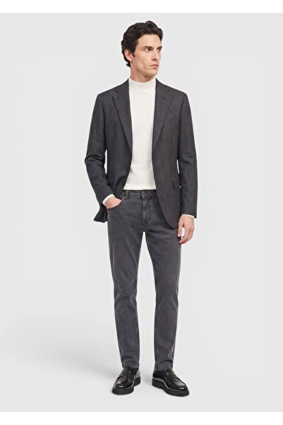 Ramsey Black Patterned Regular Fit 100% Wool Jacket