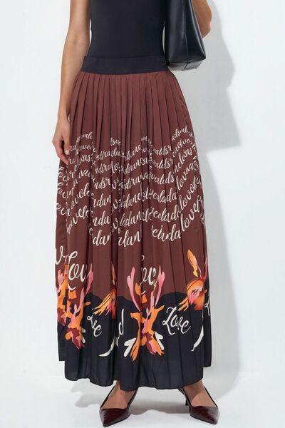Hiccup Msn High Waist Patterned Pleated Midi Skirt