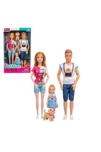 DrKala 30 cm Doll Family, Complete Set with Girl Doll, Boy Doll, Child Doll a...