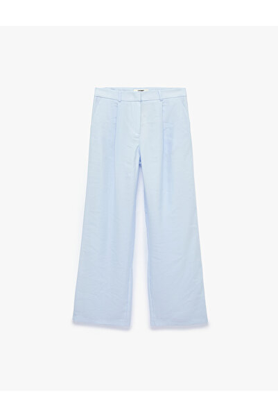 Koton X Sibil Çetinkaya - Viscose Fabric Wide Leg Palazzo Trousers with Pocke...