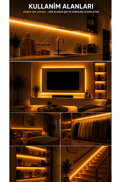 luxshome Yeni Nesil LED Şerit Seti 5 Metre Gün Işığı (3000K) | 60W Slim Trafo...