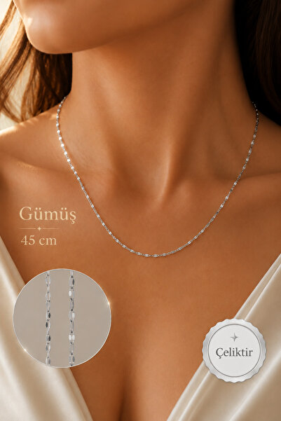Sacce Scarves&Accessories Steel Sparkling Thin Chain Necklace 45 cm