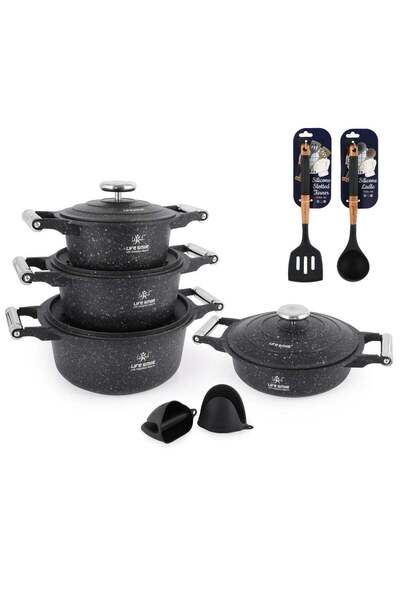 Lifesmile Life Smile 12-Piece Granite Cookware Set with Lids, Kitchen Tools &...