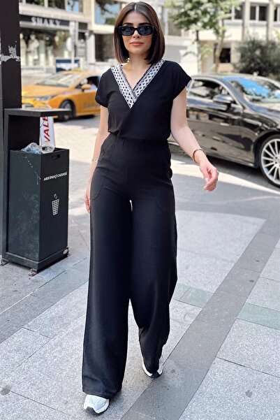 Moda4x4 Women's Clothing Black Spanish Style Wide Leg, Elastic Waist, Linen/A...