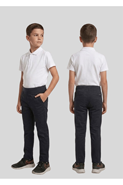 NACAR STORE Pantaloni de școală din pânză cu talie reiată pentru copii, unisex