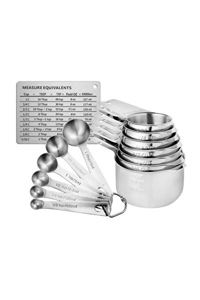 Simply Joy Set de 14 ustensile de bucătărie cu 7 linguri de măsurare și 6 căn...