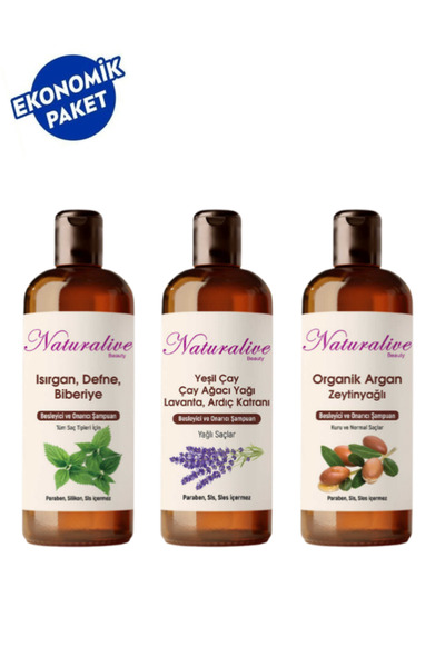 naturalive Shampoo Set of 3 for Dry, Oily and All Hair Types