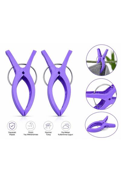 abnturk Büyük Boy 2 Adet Plastik Askı Mandalı Plaj Havlusu Battaniye Ev Balko...