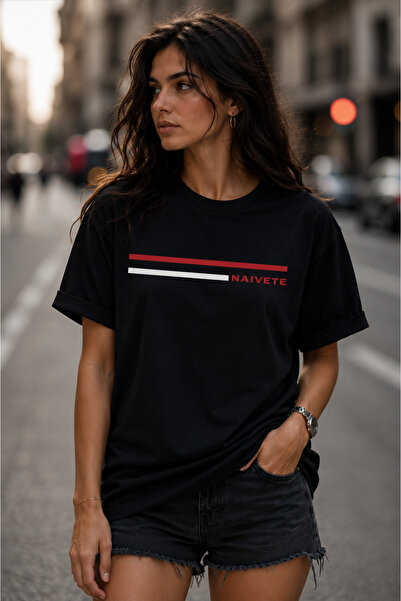 Clothify Unisex Oversize Naivete Printed Premium T-Shirt 100% Cotton Crew Nec...
