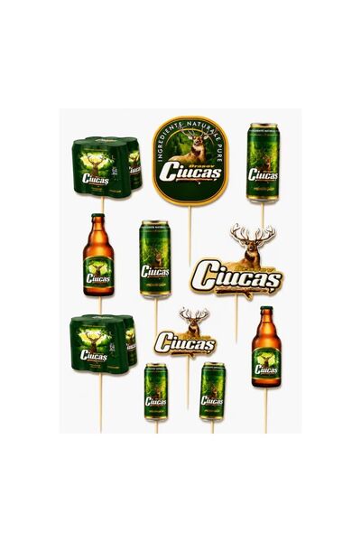 DecoParty Set de decor pentru tort – Tematică BEER V3, 11 piese, Carton, Bețe...