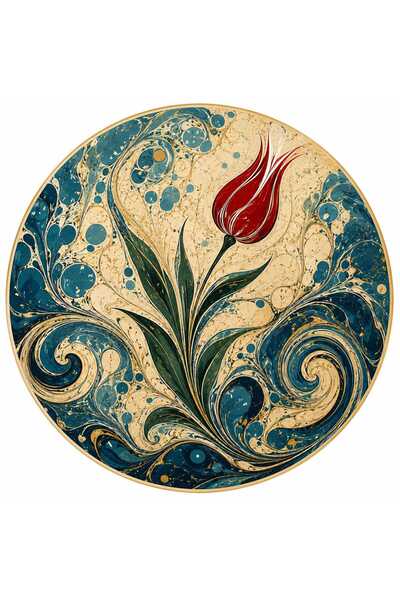 Pleksi Marketi Ebru Tulip Design Acrylic Coasters Set of 5 5mm//77 Mmcap